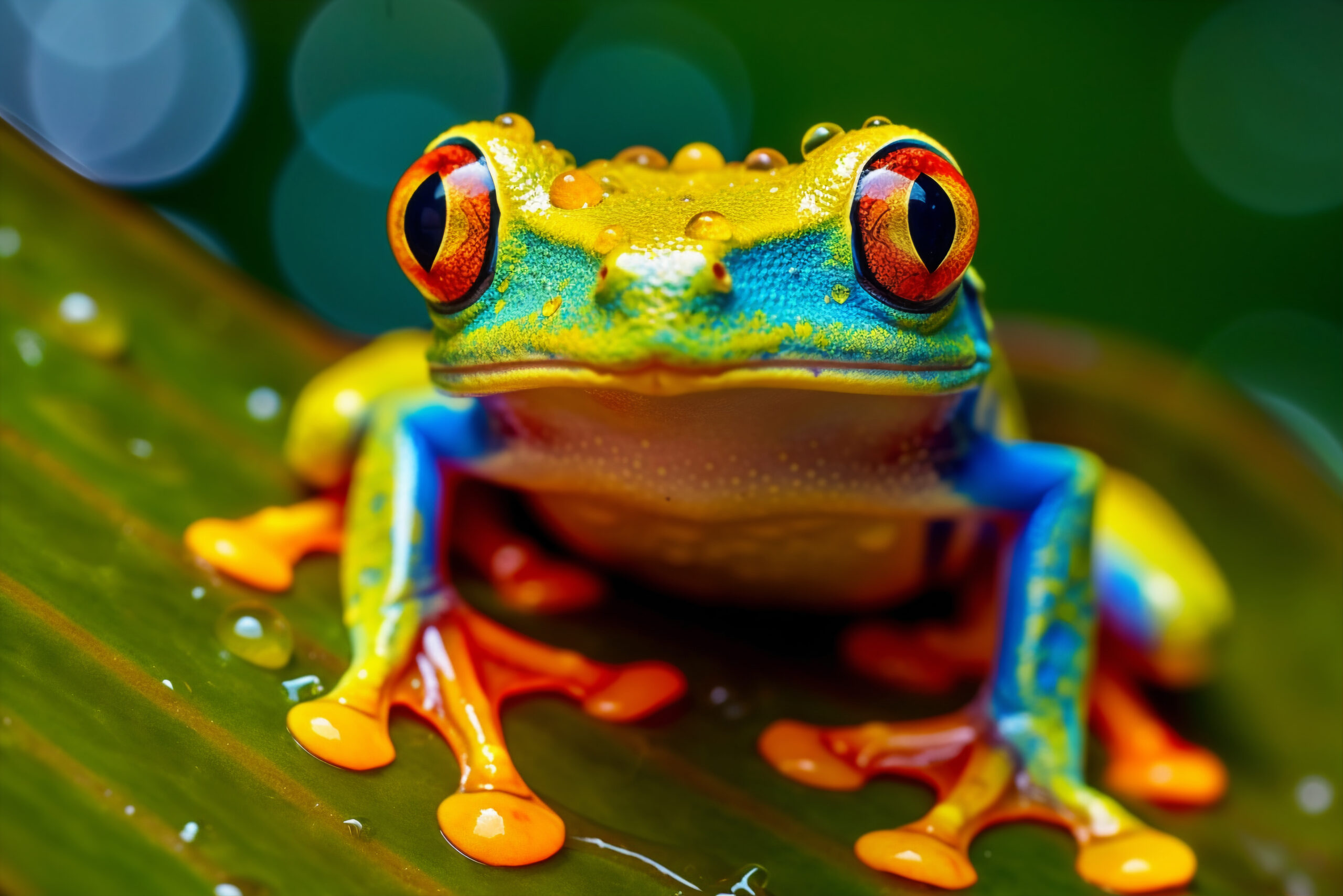 view brightly colored frog nature scaled